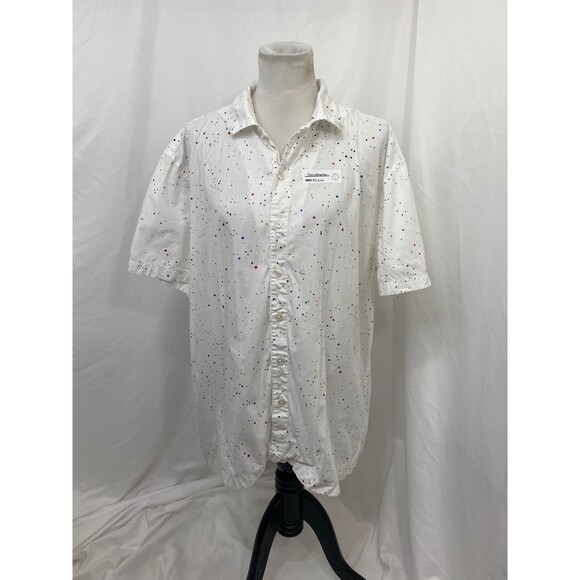 City Street’s Men's Shirt White Paint Splash Casual Button-Down Size XL - Picture 2 of 7